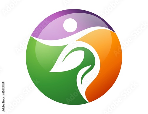 Illustration: logo global icon nature health active symbol people leaf natural logo global icon nature health active symbol people leaf natural