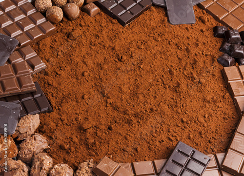Photo: still life of chocolate in cocoa still life of chocolate in cocoa
