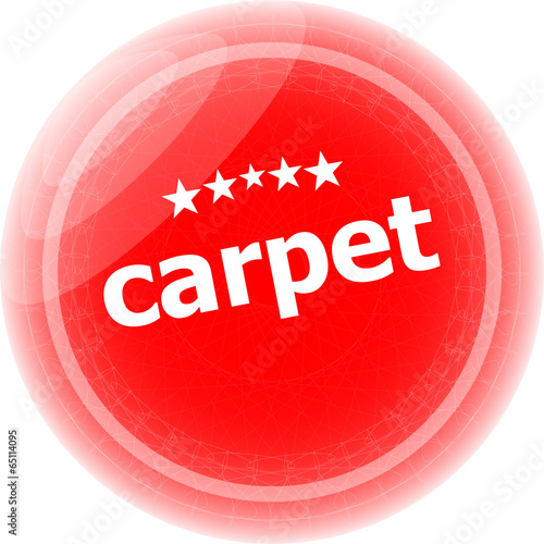 Illustration: carpet word stickers red button, web icon button carpet word stickers red button, web icon button