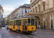 Old tram passing at La Scala theatre in Milan Old tram passing at La Scala theatre in Milan