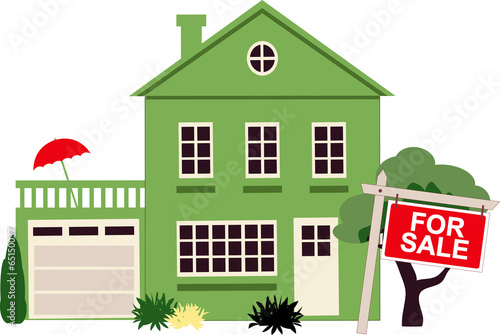 Vector: One family house for sale One family house for sale
