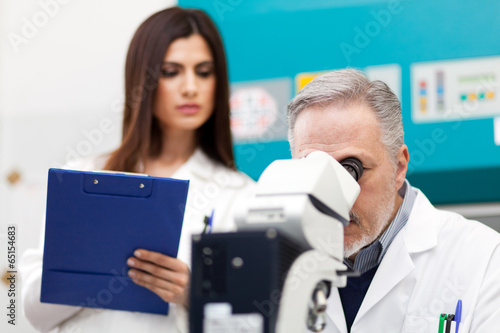 Photo: Couple of scientist researching in a laboratory Couple of scientist researching in a laboratory