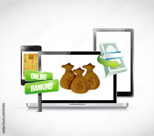 Illustration: online banking technology business concept online banking technology business concept