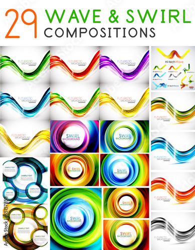 Vector: Mega set of waves and swirls - design templates Mega set of waves and swirls - design templates