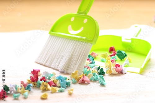 Photo: Montessori dustpan and brush cleaning Montessori dustpan and brush cleaning