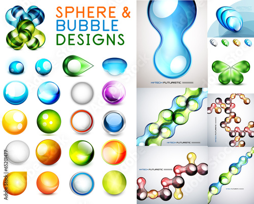 Vector: Vector set of sphere and bubble designs Vector set of sphere and bubble designs