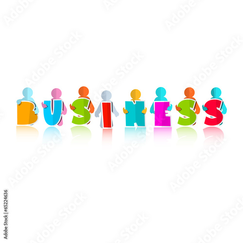 Vector: Business Colorful Title with Paper People Business Colorful Title with Paper People