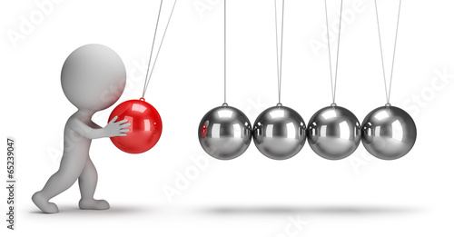 Illustration: 3d small people - Newtons cradle 3d small people - Newtons cradle