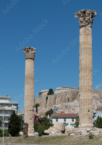 Photo: Temple of the Olympian Zeus and the Acropolis Temple of the Olympian Zeus and the Acropolis