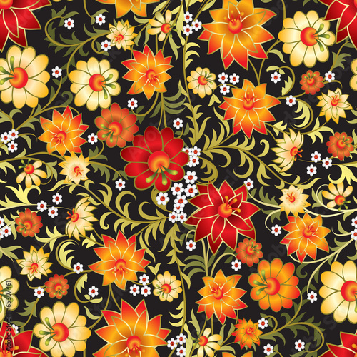 Vector: abstract seamless red floral ornament isolated on a black abstract seamless red floral ornament isolated on a black