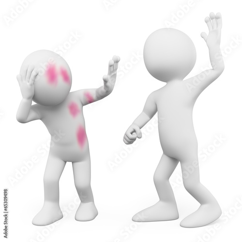 Illustration: 3D white people. Abuse 3D white people. Abuse