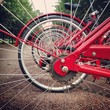 The prospect of red bicycle wheels. Moscow boulevard. The prospect of red bicycle wheels. Moscow boulevard.