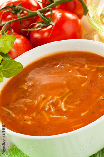 Photo: Tomato soup with ingredients Tomato soup with ingredients