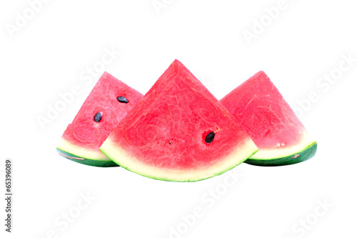 Photo: Slices of watermelon on white background Slices of watermelon on white background