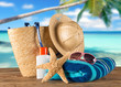 Close-up of summer accessories. Close-up of summer accessories.