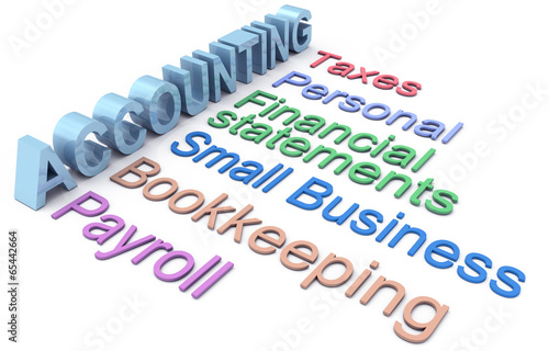 Illustration: Accounting tax payroll services words Accounting tax payroll services words