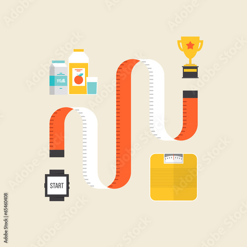 Vector: Weight loss flat illustration concept Weight loss flat illustration concept