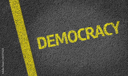 Illustration: Democracy written on the road Democracy written on the road