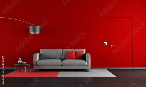 Illustration: Red and black living room Red and black living room