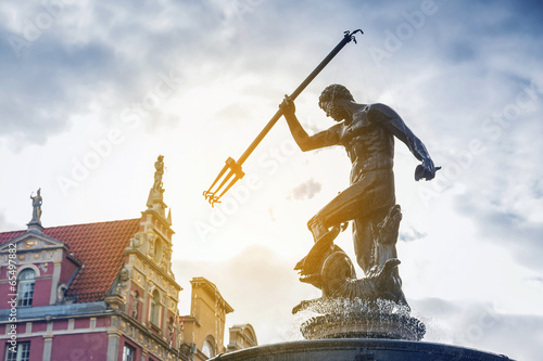 Fototapeta Famous Neptune fountain, symbol of Gdansk, Poland