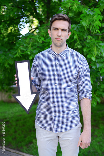 Photo: Man with pointer outdoors Man with pointer outdoors