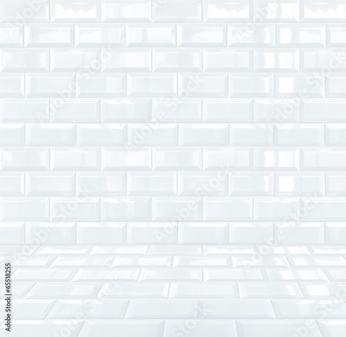 Illustration: Glossy White Ceramic brick tile room Glossy White Ceramic brick tile room