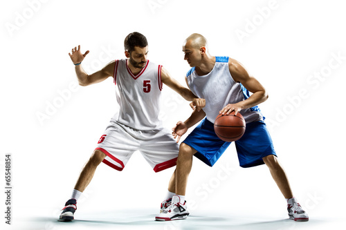 Photo: Basketball players isolated on white Basketball players isolated on white