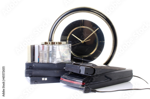 Photo: Video Cassette and Vintage VHS Rewinder Video Cassette and Vintage VHS Rewinder