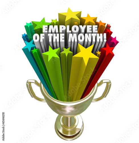 Illustration: Employee of the Month Gold Trophy Award Top Performer Recognitio Employee of the Month Gold Trophy Award Top Performer Recognitio