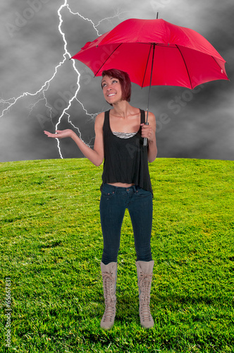 Photo: Woman Holding Umbrella Woman Holding Umbrella