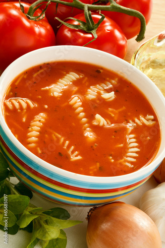 Photo: Tomato soup and ingredients Tomato soup and ingredients