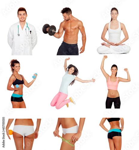 Photo: Photo collage of healthy people practicing fitness Photo collage of healthy people practicing fitness