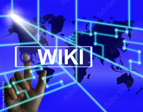 Illustration: Wiki Screen Means Internet Information and Encyclopaedia Website Wiki Screen Means Internet Information and Encyclopaedia Website