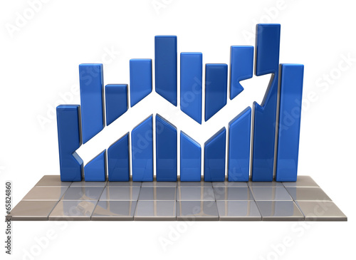 Illustration: Blue business graph Blue business graph