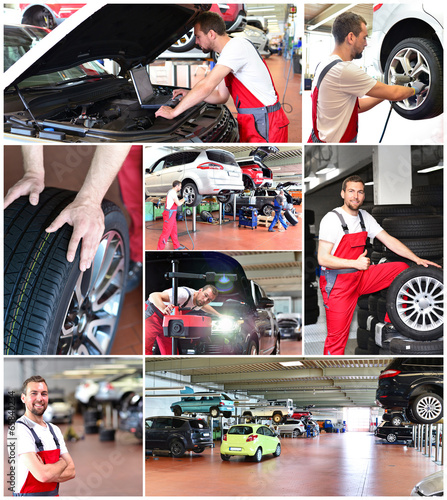 Photo: Collage moderne Autowerkstatt // Car repair workshop Collage moderne Autowerkstatt // Car repair workshop