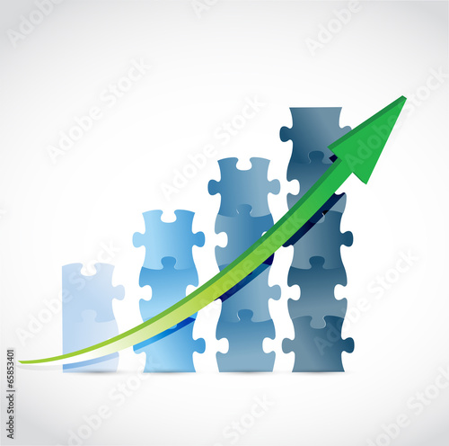 Illustration: blue puzzle pieces graph illustration design blue puzzle pieces graph illustration design