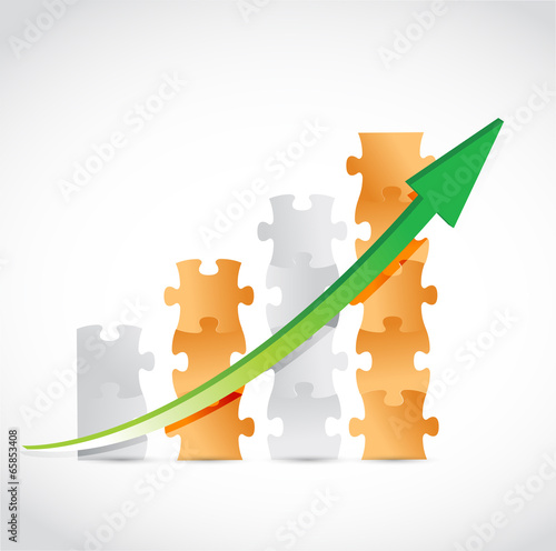 Illustration: orange puzzle pieces graph illustration design orange puzzle pieces graph illustration design