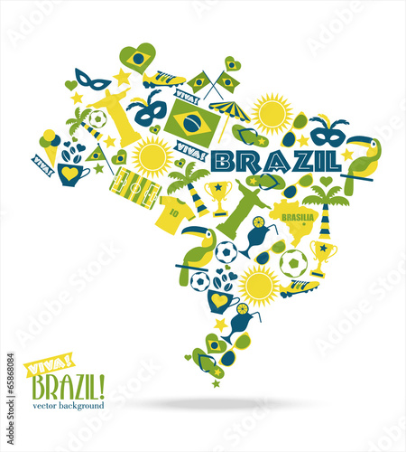 Fototapeta Brazil background. Illustration map of Brasil.
