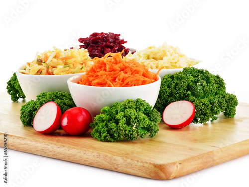 Photo: Composition with four vegetable salad bowls Composition with four vegetable salad bowls