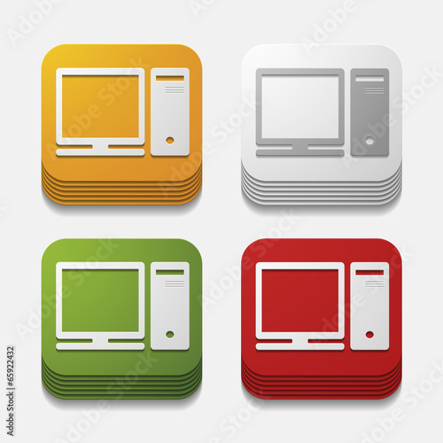 Vector: square button: computer square button: computer