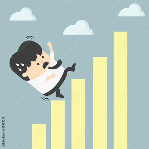 Vector: businessman falling down graphic chart businessman falling down graphic chart