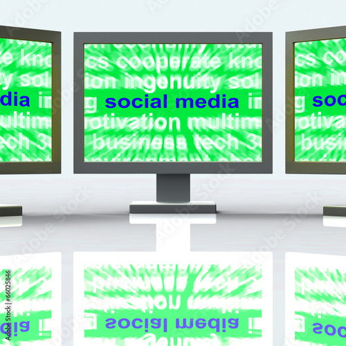 Illustration: Social Media Laptops Mean Online Networking Blogging And Comment Social Media Laptops Mean Online Networking Blogging And Comment