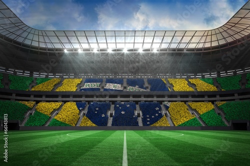 Illustration: Large football stadium with brasilian fans Large football stadium with brasilian fans