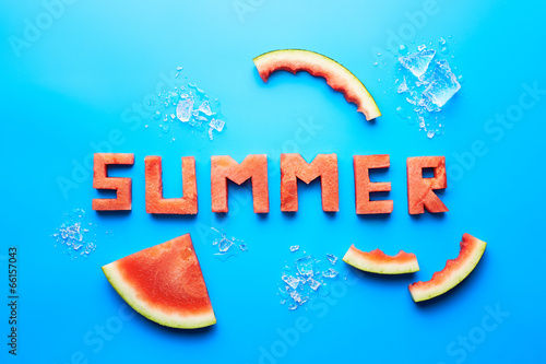 Photo: Summer word written with watermelon Summer word written with watermelon