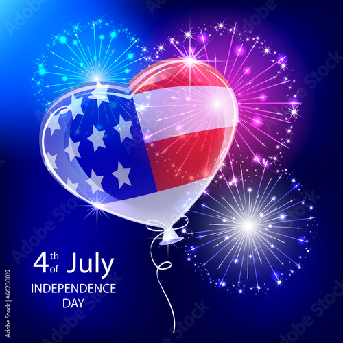Vector: Independence day balloon and firework Independence day balloon and firework