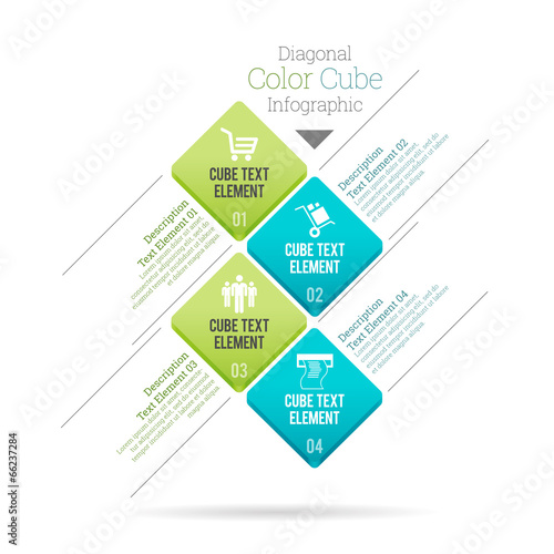 Vector: Diagonal Color Cube Infographic Diagonal Color Cube Infographic