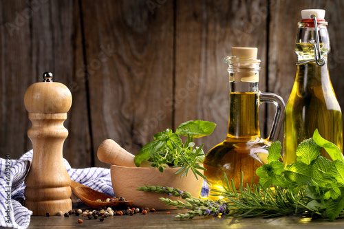 Photo: herbs and oil herbs and oil