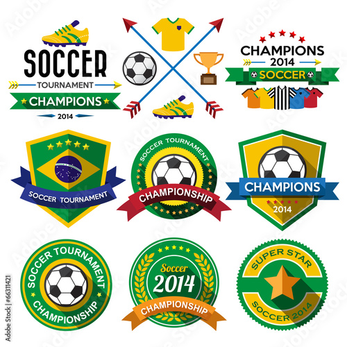 Vector: Soccer ( Football ) badge and labels. Soccer ( Football ) badge and labels.
