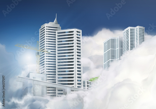 Vector: City in the clouds, vector background City in the clouds, vector background