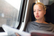 Lady traveling by train. Lady traveling by train.